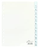 Durable 641002 - Divisorio con Cavalierini Termosaldati e Set di Etichette, Formato A4, 12 Tasti, Foratura Universale, Bianco