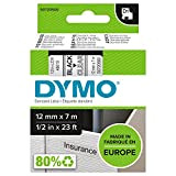 Dymo D1 Etichette Autoadesive per Stampanti LabelManager, Rotolo da 12 mm x 7 m, Stampa Nero su Trasparente, 1 Pezzo