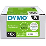 Dymo D1 Etichette Autoadesive per Stampanti LabelManager, Rotolo da 12 mm x 7 m, Stampa Nero su Bianco, 10 Pezzi