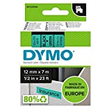 Dymo D1 Etichette Autoadesive per Stampanti LabelManager, Rotolo da 12 mm x 7 m, Stampa Nero su Verde, 1 Pezzo ...