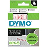 Dymo D1 Etichette Autoadesive per Stampanti LabelManager, Rotolo da 12 mm x 7 m, Stampa Rossa su Bianco, 1 Pezzo ...