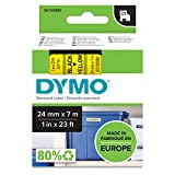 Dymo D1 Etichette Autoadesive per Stampanti LabelManager, Rotolo da 24 mm x 7 m, Stampa Nero su Giallo, S0720980