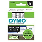 Dymo D1 Etichette Autoadesive per Stampanti LabelManager, Rotolo da 24 mm x 7 m, Stampa Nero su Trasparente, S0720920