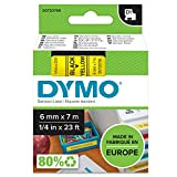 Dymo D1 Etichette Autoadesive per Stampanti LabelManager, Rotolo da 6 mm x 7 m, Stampa Nero su Giallo, S0720790