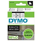 Dymo D1 Etichette Autoadesive per Stampanti LabelManager, Rotolo da 6 mm x 7 m, Stampa Nero su Trasparente, S0720770
