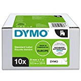 Dymo D1 Etichette Autoadesive per Stampanti LabelManager, Rotolo da 9 mm x 7 m, Stampa Nero su Bianco, 10 Pezzi