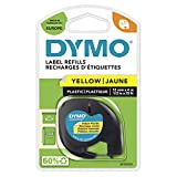 Dymo LetraTag etichette in plastica, rotolo da 12 mm x 4 m, stampa nera su giallo, S0721620