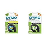 Dymo LetraTag etichette in plastica, rotolo da 12 mm x 4 m, stampa nera su giallo, S0721620 & Dymo LetraTag ...