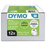 DYMO LW etichette per spedizioni grandi, 54 mm x 101 mm, 12 rotoli da 220 etichette facilmente staccabili (2640 etichette), ...