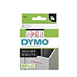 DYMO Nastro etichettatura standard D1 45015 (stampa rossa su nastro bianco, 1/2 '' W x 23' L, 1 cartuccia), DYMO ...