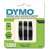 Dymo S0847730 Etichette Autoadesive a Rilievo in Vinile, Rotoli da 9 mm x 3 m, Stampa Bianco su Nero, Confezione ...
