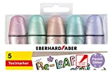 Eberhard Faber 551409 - Mini evidenziatore con punta a scalpello, 5 illuminanti in colori pastello con effetto glitterato, per scuola, ...