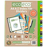 eco-eco 031 A4 50% Riciclata Set A-Z Divisori Ampio indice di File, multicolore
