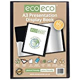 Eco-Eco A3 50% Riciclata 60 Taschino Colore Nero Presentazione Mostra Libro, A3 60 Pocket/120 View 1 X Single