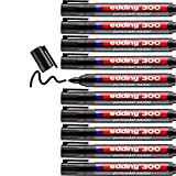 edding 300 pennarelli permanenti – nero – 10 penne – punta rotonda 1,5 – 3 mm – impermeabile, ad asciugatura ...