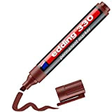 edding 330 Pennarello permanente - marrone - 1 penna, punta smussata da 1-5 mm, asciuga rapidamente, resistente all'acqua e allo ...