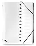 ELBA 400068818 - Cartellina per documenti DIN A4, con 12 scomparti ed elastico, colore: Bianco