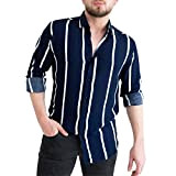EMAlusher Felpa 1 Lapel Button Shirt Men's Cardigan Striped Shirt Men's Casual Men Camicie Camice di Jeans