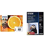 Epson Multipack 5-Colours 33Xl Claria Premium Ink & Super Carta Fotografica Lucida, 30 Fogli, 13 X 18 Cm