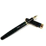 Esecutivo freccia iridio medie pennino stilografica Baoer 388 nera e strisce verdi