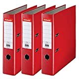 Esselte D75 Essentials - Set di 3 Raccoglitori a Leva, Colore: Rosso Unico A4 Rosso