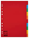 Esselte Divisori per Raccoglitori con 10 Tasti, Formato A4, Rosso/Multicolore, Cartoncino Robusto Riciclato, 100201