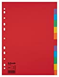 Esselte Divisori per Raccoglitori con 12 Tasti, Formato A4, Rosso/Multicolore, Cartoncino Robusto Riciclato, 100202