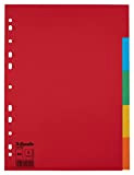 Esselte Divisori per Raccoglitori con 6 Tasti, Formato A4, Rosso/Multicolore, Cartoncino Robusto Riciclato, 100200
