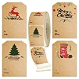 Etichette da 300 pezzi Adesivi Etichette,Etichette adesive per barattoli vetro,etichette di carta kraft natalizia, molto adatte per etichette regalo di ...