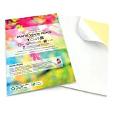 EVG Home & Office Supplies 50 Fogli di Carta autoadesiva di qualità, Formato A4, Colore Bianco Opaco, per Stampa di ...