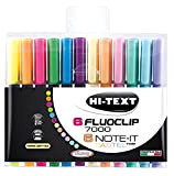 Evidenziatori Hi-Text 7300 Note-It Pastel + 7000 Fluoclip, busta trasparente con 6 evidenziatori colori fluo pastello + 6 evidenziatori colori ...