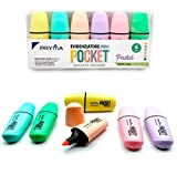 Evidenziatori Pastello, Evidenziatori di 6 Colori Pastello Assortiti, Multicolore, Lunga Durata, Evidenziatori Mini Pocket Tratto 2-5 mm