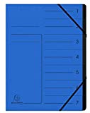 Exacompta 540702E Classificatore spillato con elastici 7 scomparti interni in carta riciclata nera. Archiviazione di documenti A4 Blu