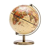 Exerz 14cm Mappamondo Antico - Mappa inglese - Supporto in metallo Colore bronzato - Grande sfera rotante - Decorazione da ...