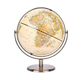 Exerz 20cm Mappamondo Antico - Mappa inglese - Supporto in metallo Colore bronzato- Rotazione 360 ° per tutte le direzioni- ...