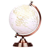 Exerz 20cm Mappamondo Colore Dorato Metallizzato - Globe Decorazione Desktop Educativa, Geografica, Moderna - Arco E Base in Metallo, Rivestito ...