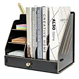 Exerz organizer da scrivania con cassetto in legno per ordinare, facile da montare, a 3 strati, per documenti in formato ...