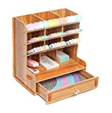 EXERZ Organizer da scrivania in legno, multifunzione, con cassetti, 5 ripiani, spazioso per cancelleria, ufficio, penna e pennelli, carta e ...