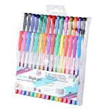 Exerz penne gel colorate 30pezzi in secchio di PVC, penne a sfera punta fina, comprende penne con glitter, neon, neon ...