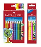 Faber-Castell, 110912, matite colorate Jumbo GRIP, in custodia di cartoncino da 12 pezzi, con temperino, in confezione con Faber-Castell, 110994, matite ...