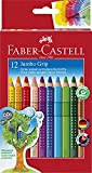 Faber-Castell 110912 - Matite colorate Jumbo GRIP, scatola in cartone da 12 (la confezione può variare)