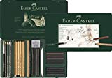 Faber-Castell 112977 - Set Pitt Monochrome in astuccio di metallo, grande, 33 pezzi