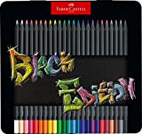 Faber-Castell 116425 - Matite colorate Blackwood, Black Edition, astuccio in metallo da 24 pezzi