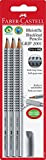 Faber-Castell 117197 - 3 matite Grip 2001 con gommino, durezza: HB, colore del fusto: argento, 3 Pezzi