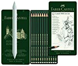 Faber-Castell 119065 - Matite di grafite Castell 9000, set da 12 pezzi, 8B - 2H, con tergicarta per Belle Arti ...