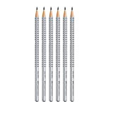 Faber-Castell - 6 matite Grip 2001, durezza: HB, colore del fusto: argento argento 2B