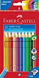 Faber-Castell - Matita a colori Jumbo Grip, con temperamatite, 12 colori assortiti (12 pezzi), riceverete 1 confezione da 12 pezzi