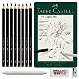 Faber-Castell Pitt Grafite Matt - Set di 11 matite in grafite, tratto opaco, con astuccio in metallo