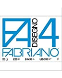 Fabriano 05201797 Disegno 4 Set 20 Fogli, Liscio Riquadrato, 33 x 48 cm, 220 g/mq