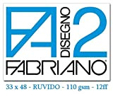 Fabriano F2 06000534, Album da Disegno, Formato 33 x 48 cm, Fogli Ruvidi, Grammatura 110gr/m2, 12 Fogli